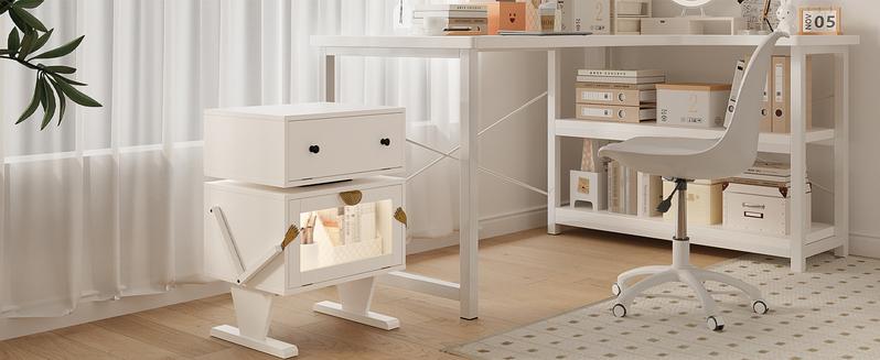 RoyalCraft Robot Nightstand with LED Light Strips, End Table with 360 Degree Rotating Drawer, Modern Design Bedside Table with Glass Door Storage, Wood Cabinet for Bedroom, Home Office Furniture Organize RoyalCraft Robot Nightstand with LED Light Strips, End Table with 360 Degree Rotating Drawer, Modern Design Bedside Table with Glass Door Storage, Wood Cabinet for Bedroom, Home Office Furniture Organize