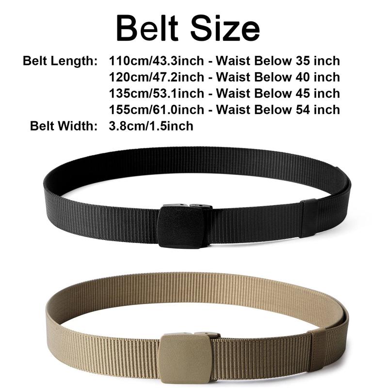 JASGOOD 2 Pack Nylon Military Tactical Men Belt Webbing Canvas Outdoor Web Belt with Plastic Buckle