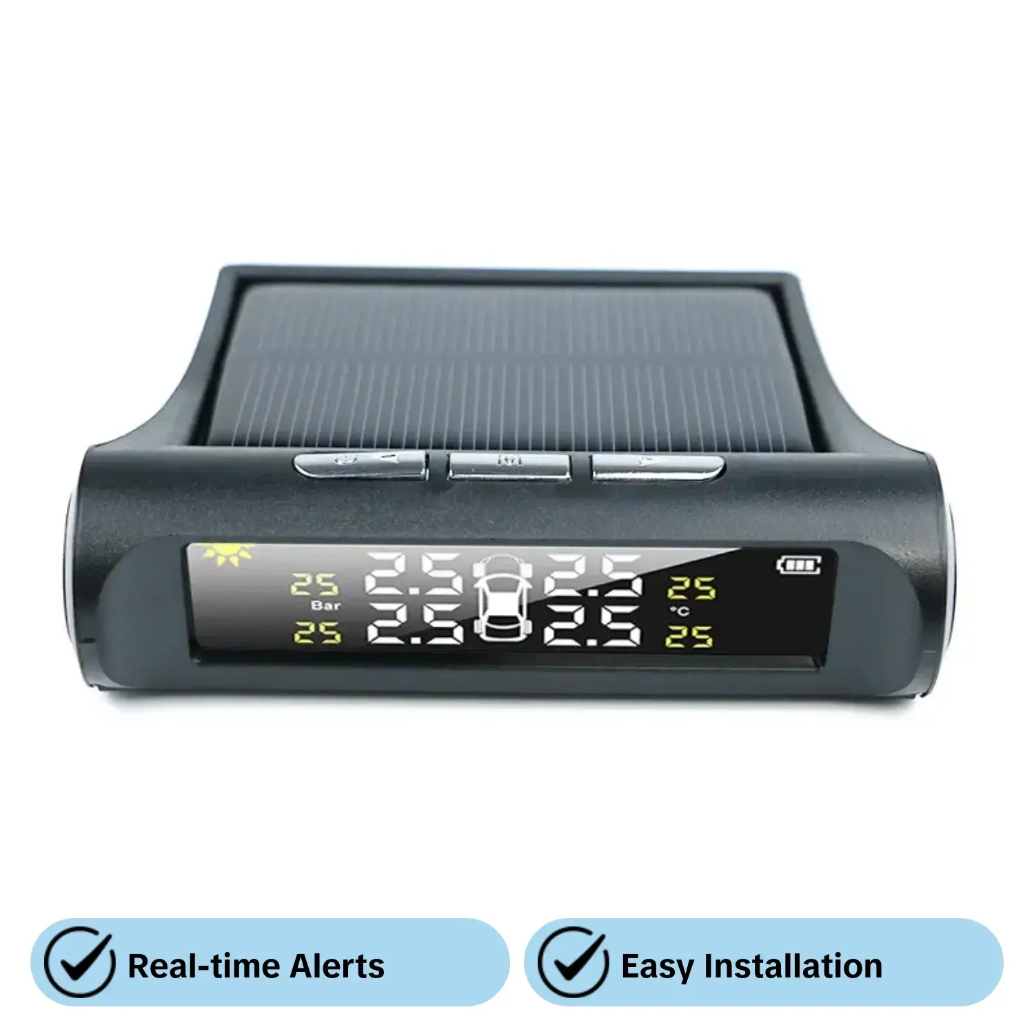 Tire Pressure Monitoring System, Universal Wireless Tire Pressure Monitor with 4 External Sensors, Real-time Display 4 Tires' Pressure & Temperature, Tpms Tire Pressure Monitor System