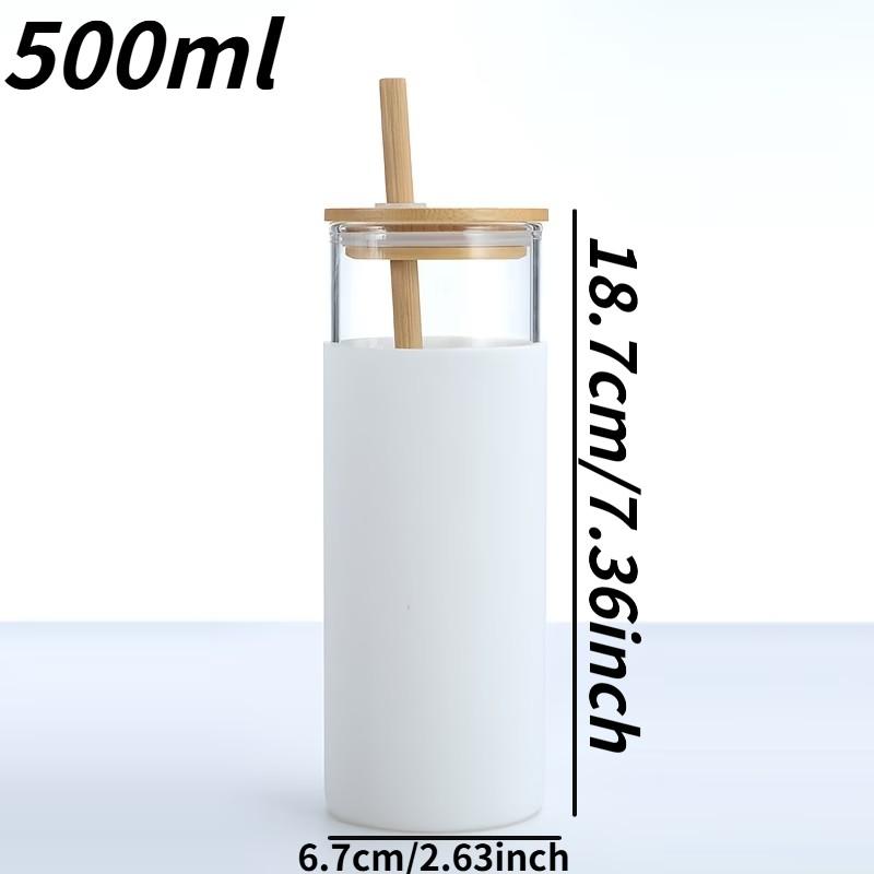 2pcs Bamboo Wood Straw Cup with Bamboo Lid Silicone Sleeve, Insulated Glass Cup, Simple High-Temperature Resistant Water Cup
