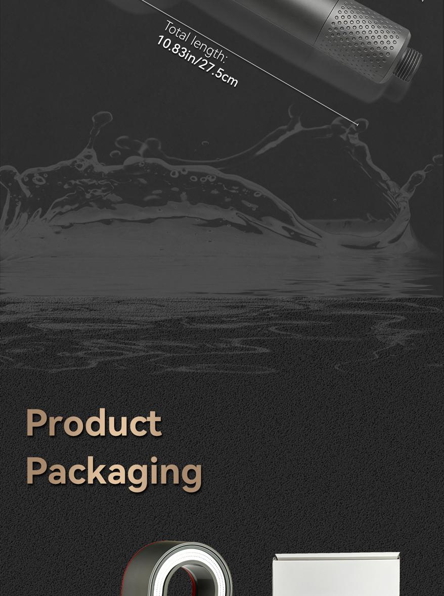 High Efficiency Handheld Shower Head with ACF Filter, Removes 99% of Chlorine & Rust, Softens Hard Water, ABS + Stainless Steel, High Pressure Boosting, Universal Fit, Tool-Free Installation