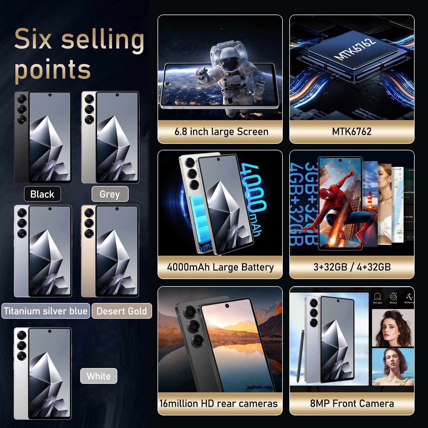 Fuffi Smartphone Unlock Global 4g Network, 6.8-Inch HD Display, 3gb/4GB RAM, 32GB ROM, 8mp+16mp Camera, 4000mah Battery, Dual Sim Card Slots