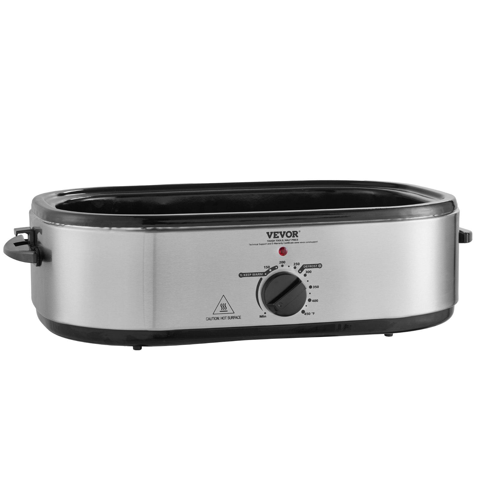 VEVOR Electric Roaster Oven, 18 QT Turkey Roaster Oven with Self-Basting Lid, 1450W Roaster Oven with Defrost Warm Function, Adjustable Temperature, Removable Pan Rack, Fits Turkeys Up to 22LBS