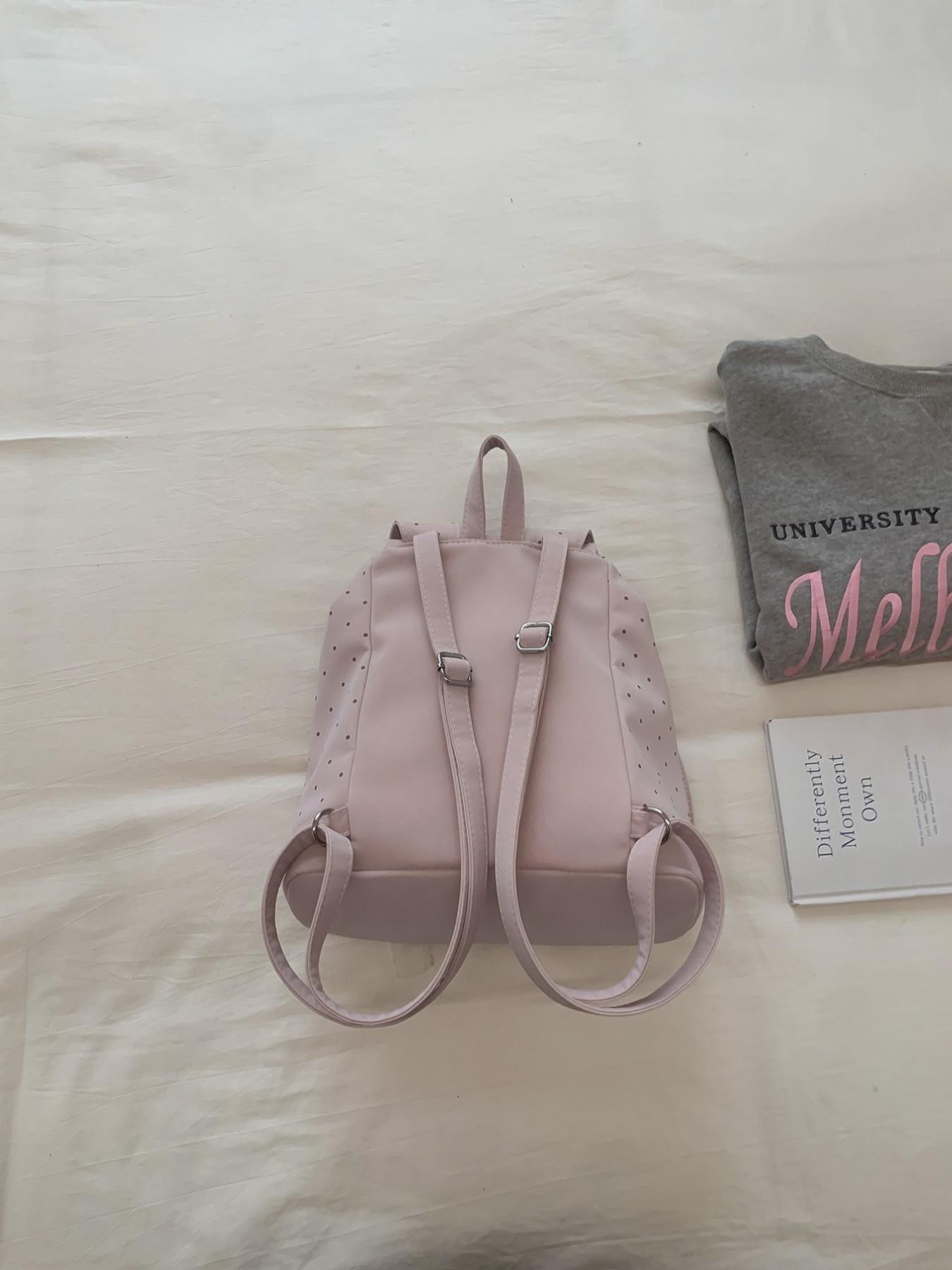 New Rabbit Ears Polka Dot Backpack, Cute Korean Style Student Bag, Large Capacity Commuter Backpack, Soft Adorable Bunny Shoulder Bag