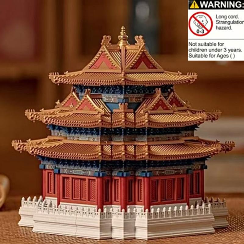 2026 Bestselling Ideal Toy, Forbidden City Corner Tower Building Blocks Puzzle Model, Street Scene Mortise Tenon Structure, Compatible with Lego, Boy's Gift