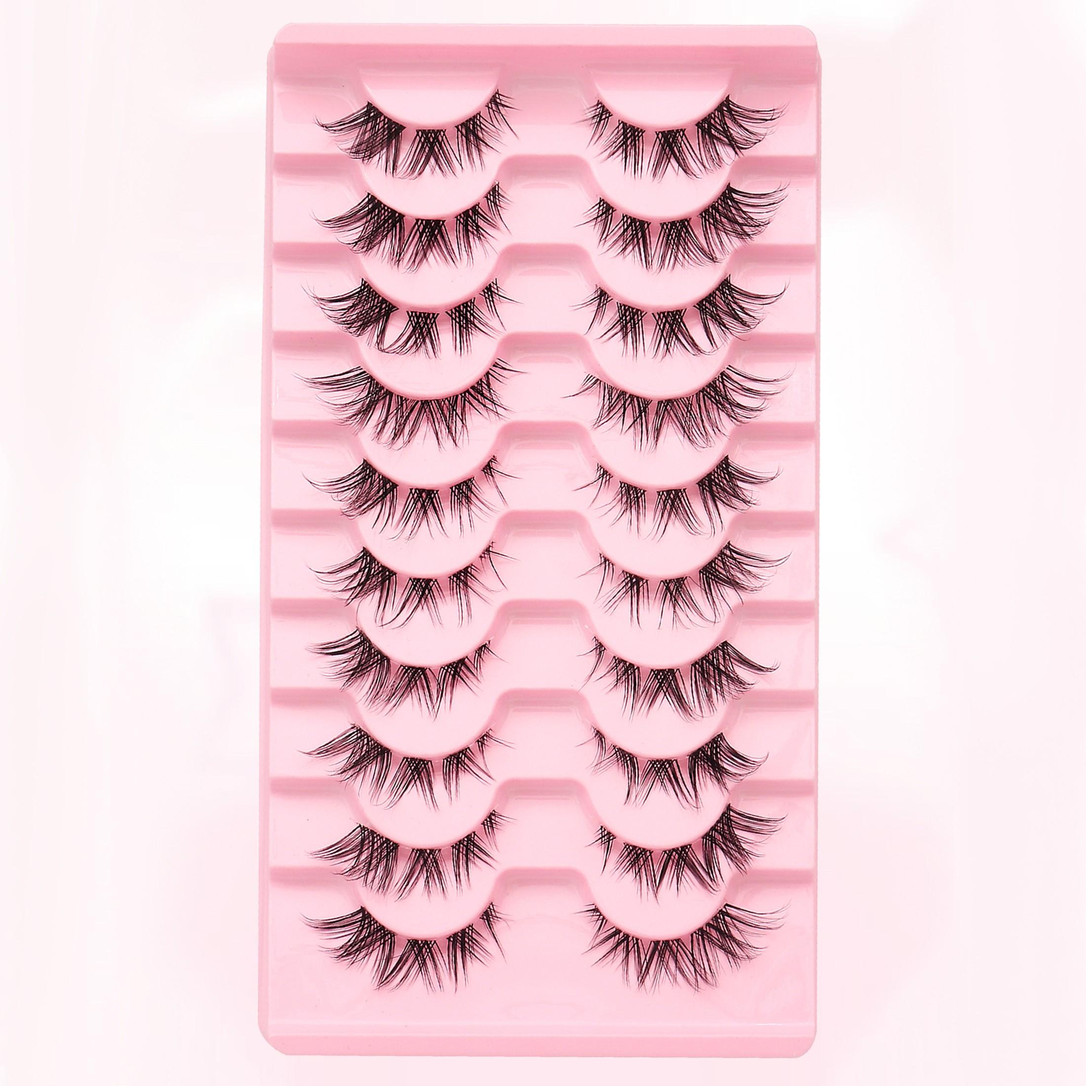 10 Pairs Natural Thin False Eyelashes, Clear Band Lashes, Invisible Transparent Band, Reusable, Beginner-Friendly, 3D Lash Extensions, Makeup Tool