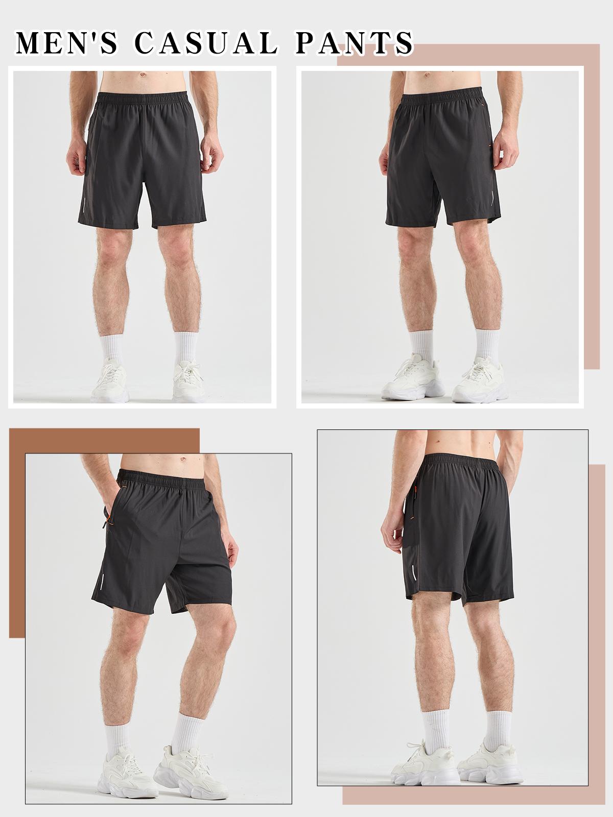 TJL men's summer sports shorts, men's casual pants, men's shorts, breathable fitness shorts, men's solid-color zipper pocket shorts, men's bottom wear, solid-color pocket zipper shorts