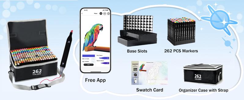 262 168 120 Gift Set Alcohol Markers Dual Tip Artist Drawing Markers for Kids Boys Girls Students and Adults Professional Grade Colors with Brown and Skin Tone Shades Ideal for New Year Christmas Halloween Gifts