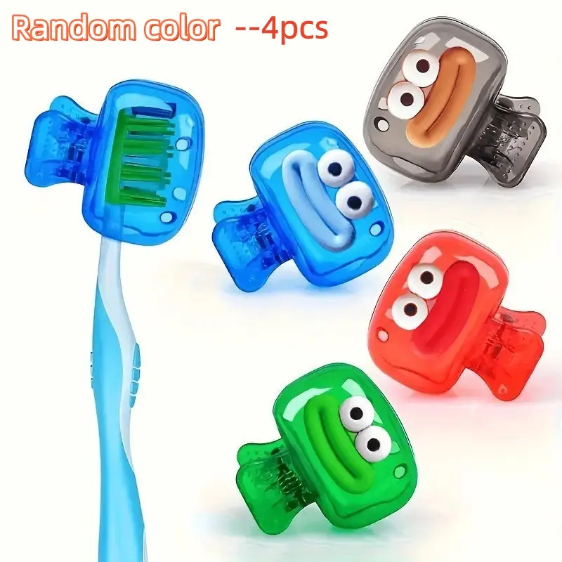 4pcs Toothbrush Holder Clips, Ventilated Design, Compact & Portable, Durable, Ideal for Travel & Home Use, Bright Colorful, Dust Protection