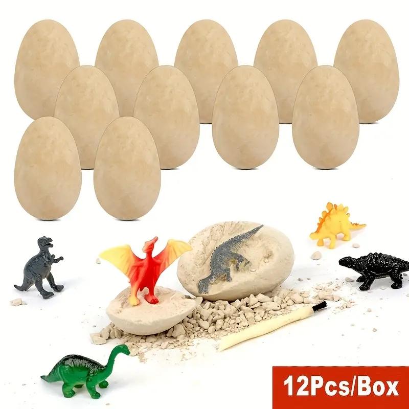 Dinosaur Fossil Dig Egg Set, 12 Unique Dinosaur Eggs with Cute Discoveries, Perfect Easter Party Supplies, Ideal Birthday Gift