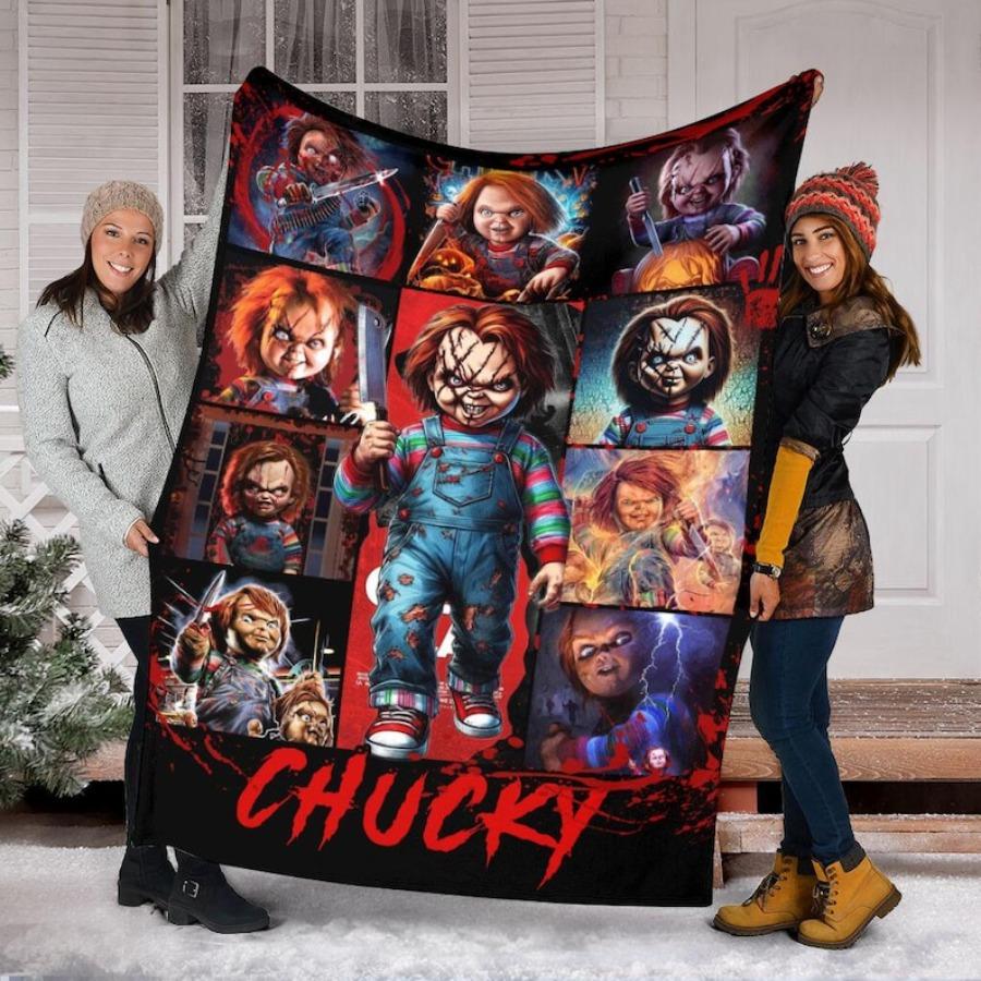 Hello Darkness My Old Friend , Horror Chuckyi Movie  Iconic Scary Character Throw, Cozy Halloween Home Decor, Myers Horror Lovers Gift Halloween Decor, Valentines Day gift Fashionable Flannel Lunch Break Blanket