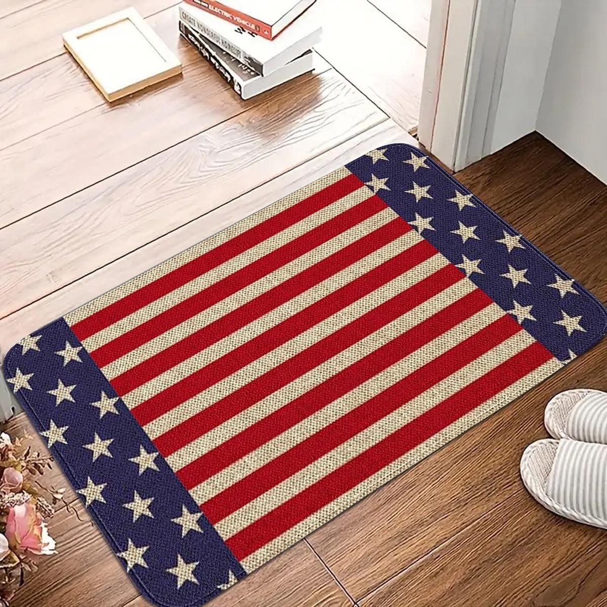 JIT 1/2/3 pc of flannel flag Memorial Day and Independence Day White Eagle Embroidered Carpet for Multi-Scene Use as Decorative Carpet - Kitchen Carpet Set, Flannel Washable Side-Edge Soft Carpet, Suitable for Kitchen, Bedroom, etc.