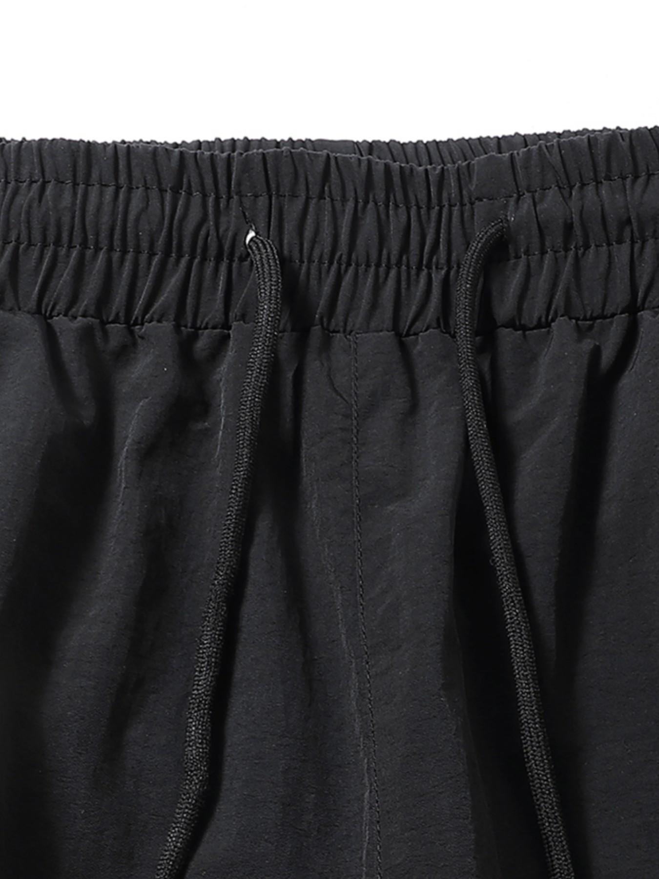 Men's Fashion Print Casual Outdoor Pants, Loose Fit Gym Shorts, Waist Drawstring, Elastic Cuff Design, Nylon Fabric, Lightweight Comfort, Casual Sporty Trousers, Outdoor Sports Pants