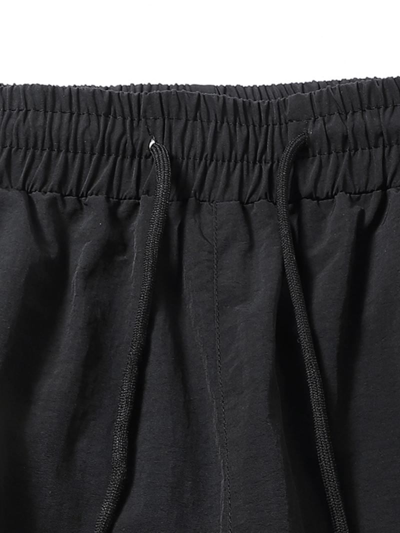 Men's Fashion Print Casual Outdoor Pants, Loose Fit Gym Shorts, Waist Drawstring, Elastic Cuff Design, Nylon Fabric, Lightweight Comfort