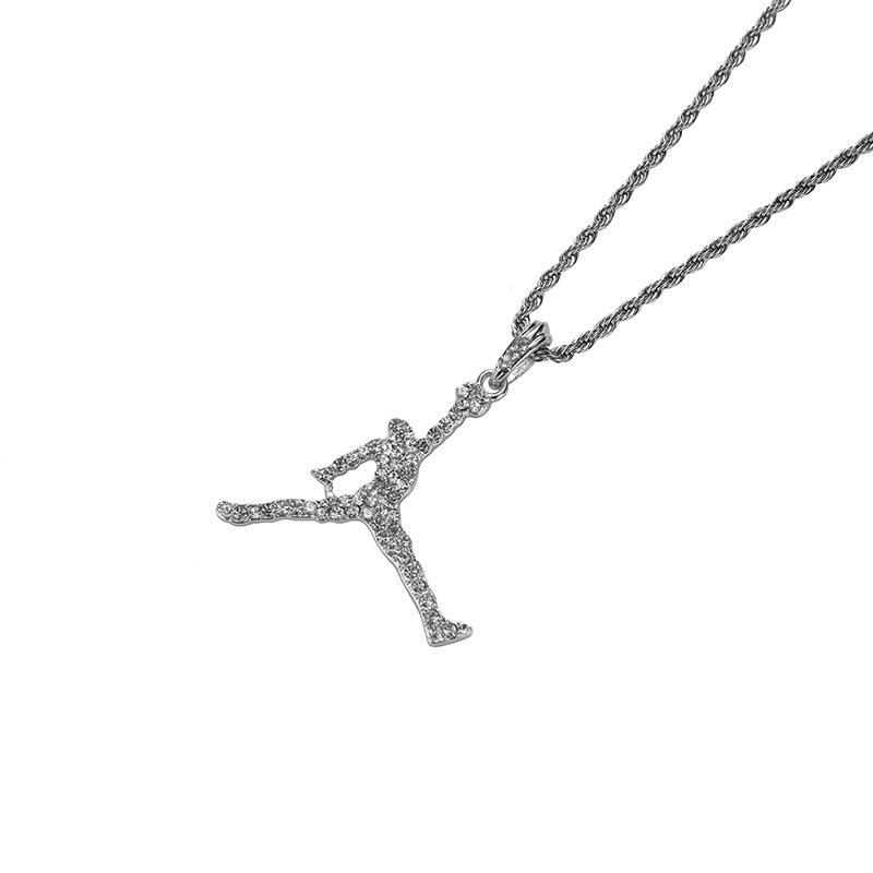 European and American hip-hop personalized portrait pendant with a sporty style, paired with a 3mm twisted chain necklace, men's slam-dunk pendant, vintage accessory