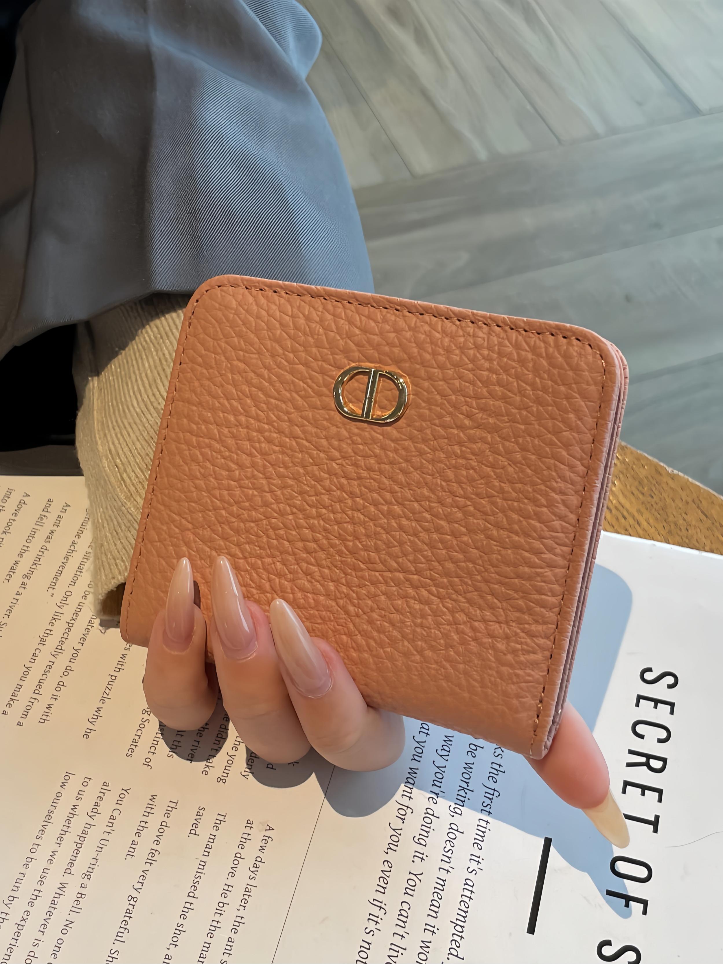 Women's Leather Wallet, Short Design, Genuine Cowhide, Ultra-Thin, Minimalist Style, Multi-Functional Foldable Coin Purse