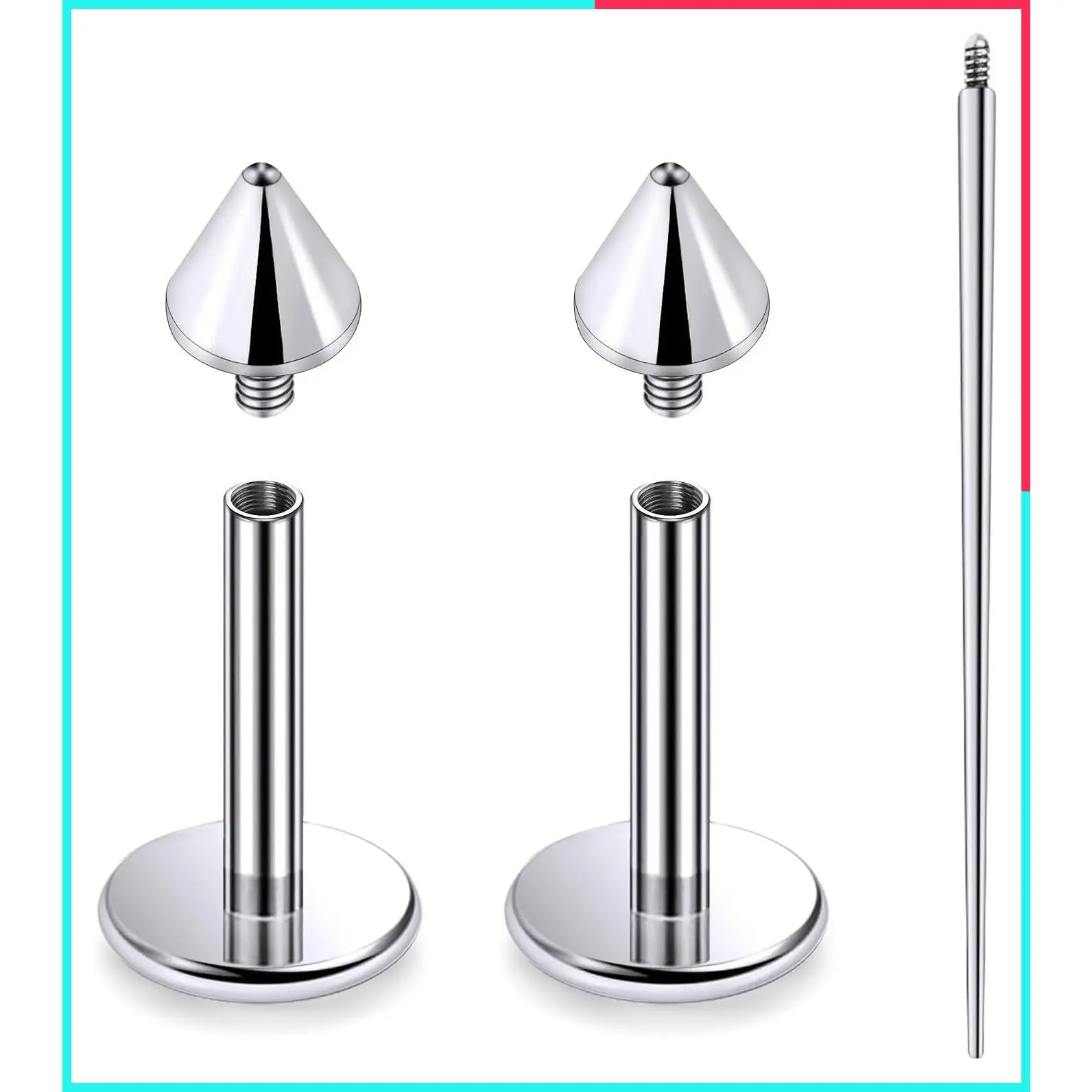 20G 18G 16G Internally Threaded ASTM F136 G23 Titanium Nose Ring Studs Flat Back Earrings Tragus Helix Conch Cartilage Lobe Piercing Jewelry for Women Men 6MM 8MM