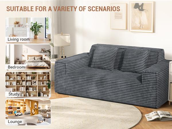 75'' Cloud Loveseat Sofa, No Assembly Required Comfy Deep Seat Couches 1 pcs for Living Room, Bedroom, Apartment