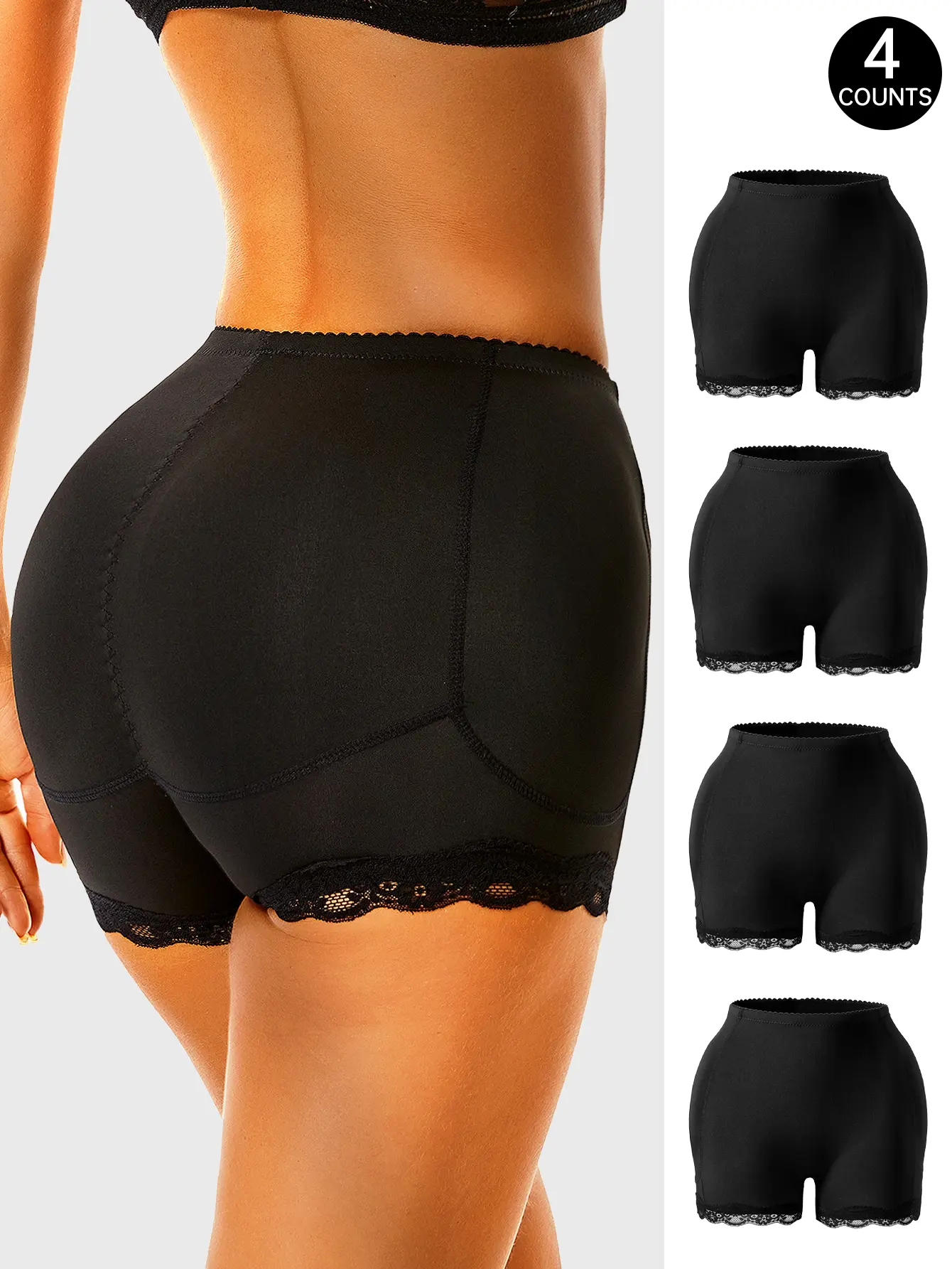 Women's Low Rise Hip Pad Panties, Padded Butt Lifter Underwear, Seamless Shaping Shorts with Removable Pads for Dresses and Jeans，Professional Equipment