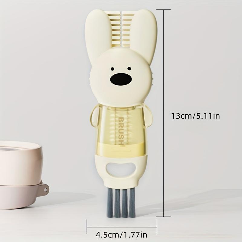 1pc Rabbit-Themed 4-in-1 Multifunctional Cleaning Brush - Plastic, Reusable with Handle for Kitchen, Cup, Bathtub, and Bottle Cleaning, Gap Detailing, No Electricity Needed, Bottle Cleaner Brus