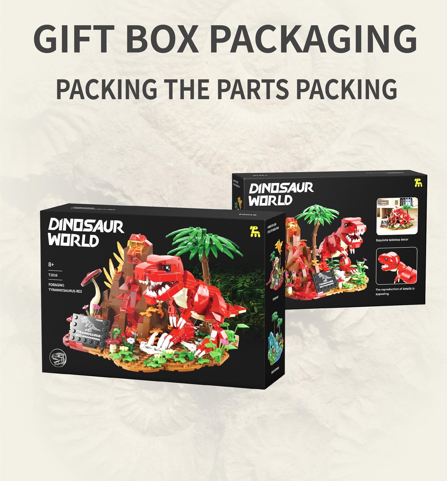 Cute T-Rex Building Block Set DIY Mini Dinosaur Model Desktop Decoration, Fun Creative Gift for Boys Girls Adults, Stress Relief Collectible