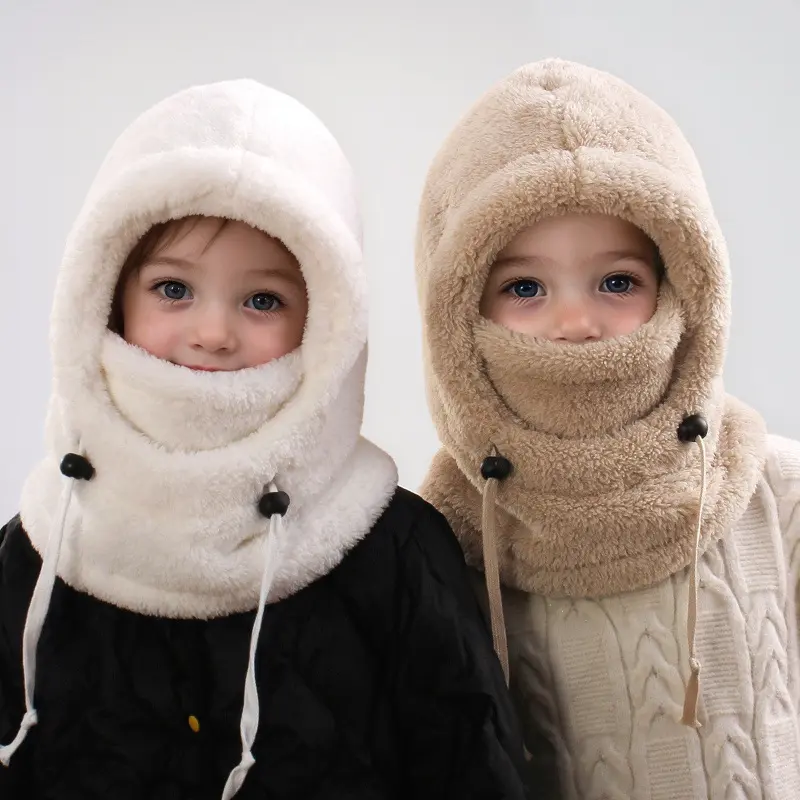 Cute Kids Winter Balaclava Hat Soft Fleece Hooded Scarf Mask Warm Toddler Beanie Cap Cozi Ear Warmer Baby Outdoor Clothes Aesthetic Child Winter Accessories Toddler Fashion Christmas Birthday Gift