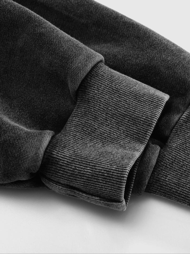 Men's Washed Cotton Hoodie Cardigan, Gothic Print, Casual Long Sleeve Pullover, Fall & Winter Fashion, Comfortable and Stylish