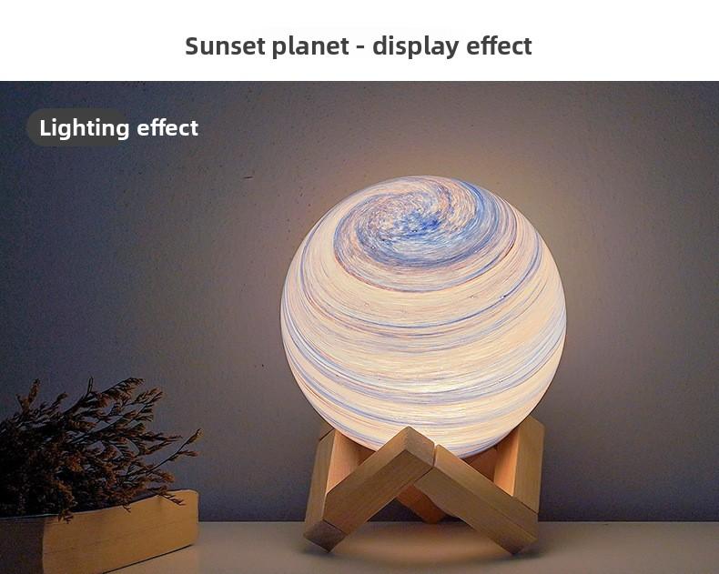 Compact Round Shape Glass Planet Moon Lamp - Cosmic Look Galaxy Theme Star Projection Nightlight, Bedroom Bedside Table Ambient Sleep Decor Lamp, Night Light