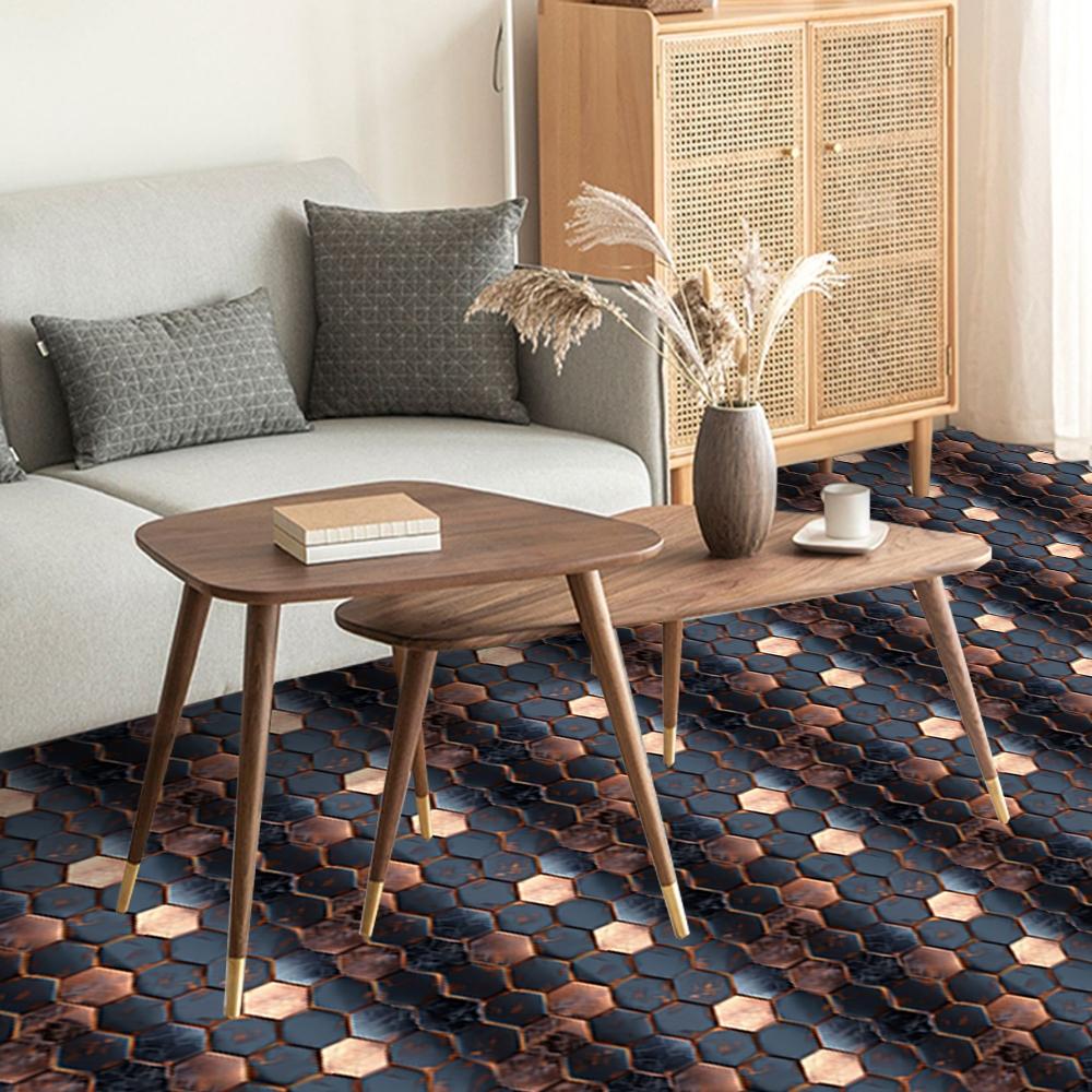 10 pieces of self-adhesive PVC floor stickers, thickened wear-resistant waterproof leather floor stickers, suitable for bedroom, kitchen, living room, balcony, bathroom and other floor decoration a