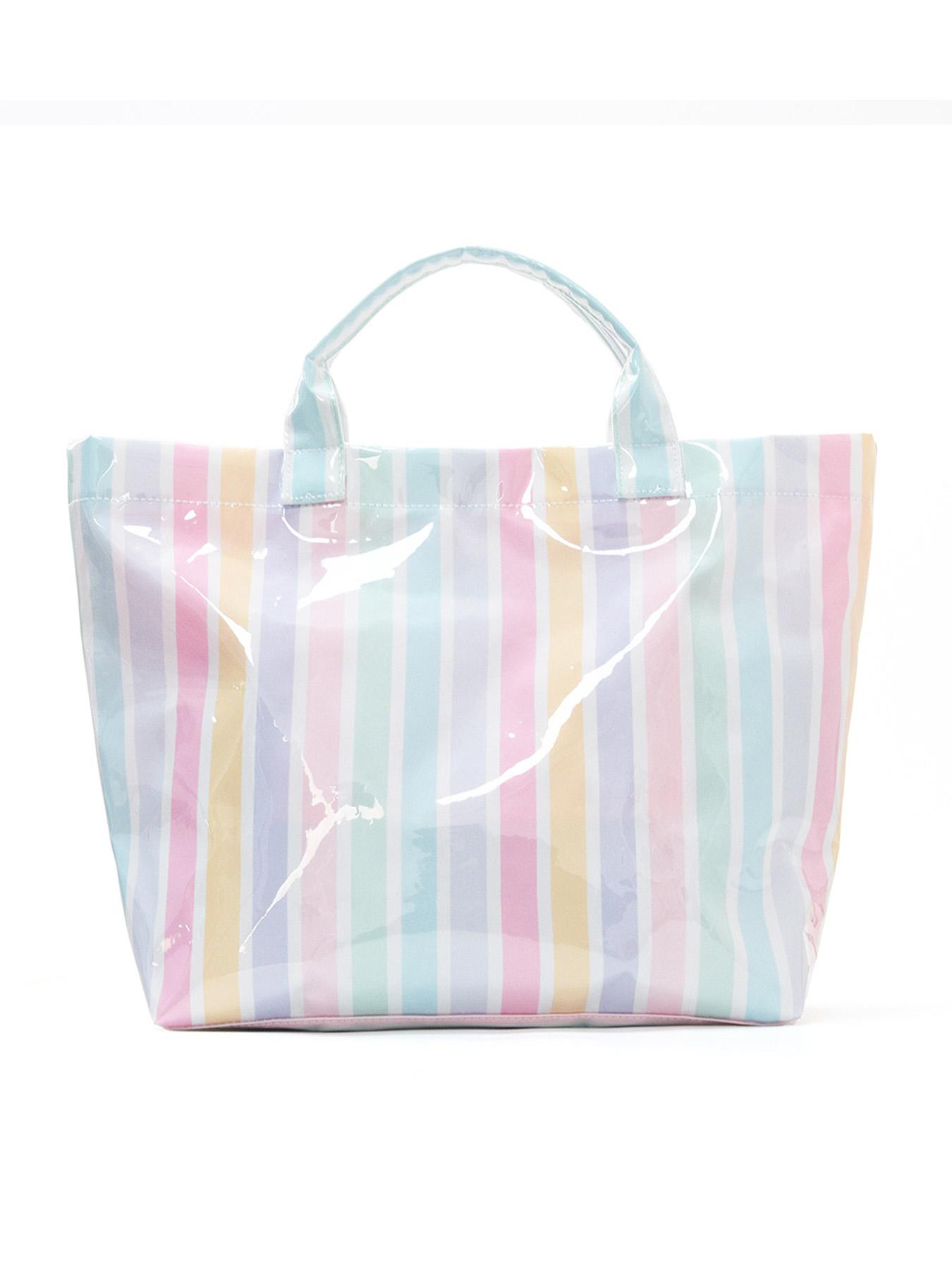2026 New Striped Handbag Tote Bag, Large Capacity Shopping Bag, PVC Waterproof Fabric, Velcro Closure, Ideal for Daily Commute, Beach Vacation, Travel