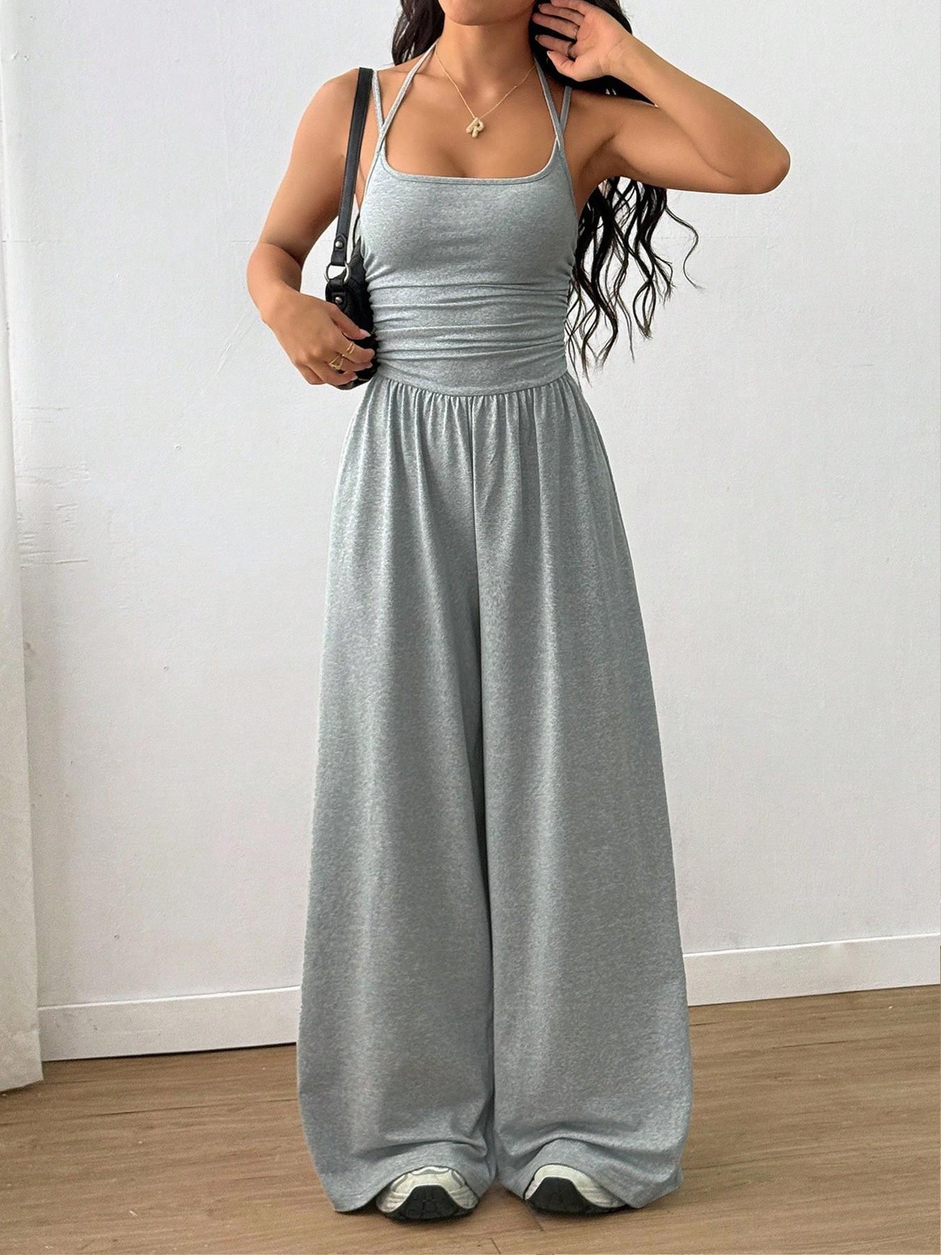 Women's Summer Casual Wrap Vest Jumpsuit, Loose-Fitting Wide-Leg Design, Perfect for Daily Wear & Travel, Stylish Comfortable