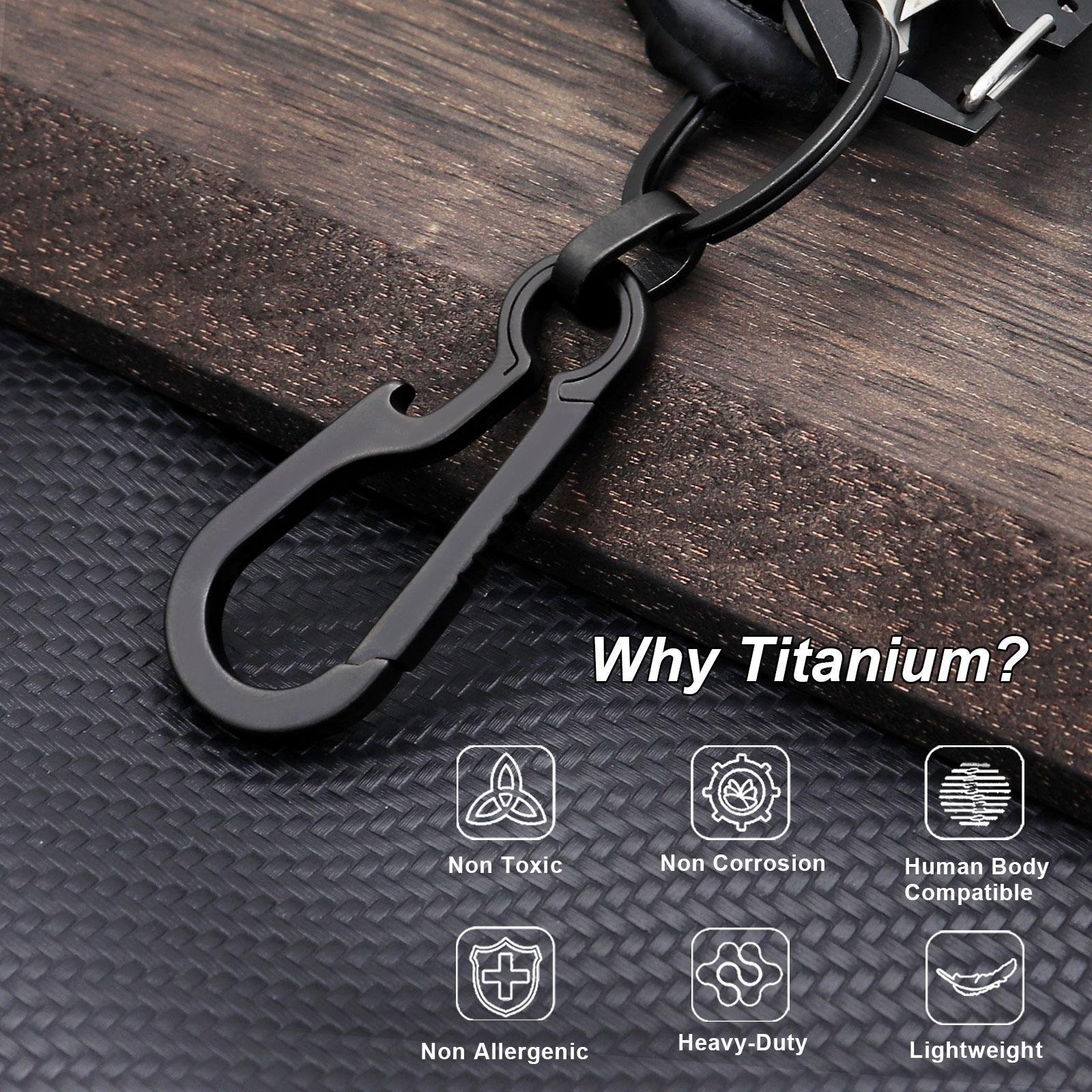 PJYTAC Titanium Keychain Carabiner for Keys Titanium Key Clip Key Rings Heavy Duty Split Keyrings Titanium