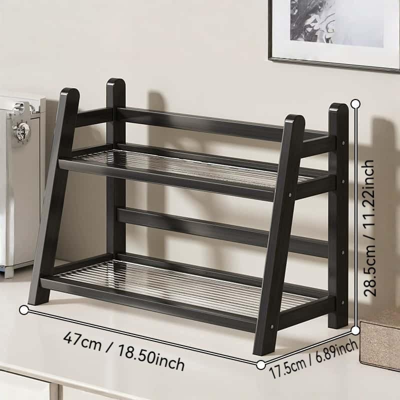 Double Layer Storage Rack, Cup Holder, Mug Organizer, Kitchen and Living Room Use, Small Desktop Shelf, Durable Wooden Material, Space Saving Design, Display Shelf