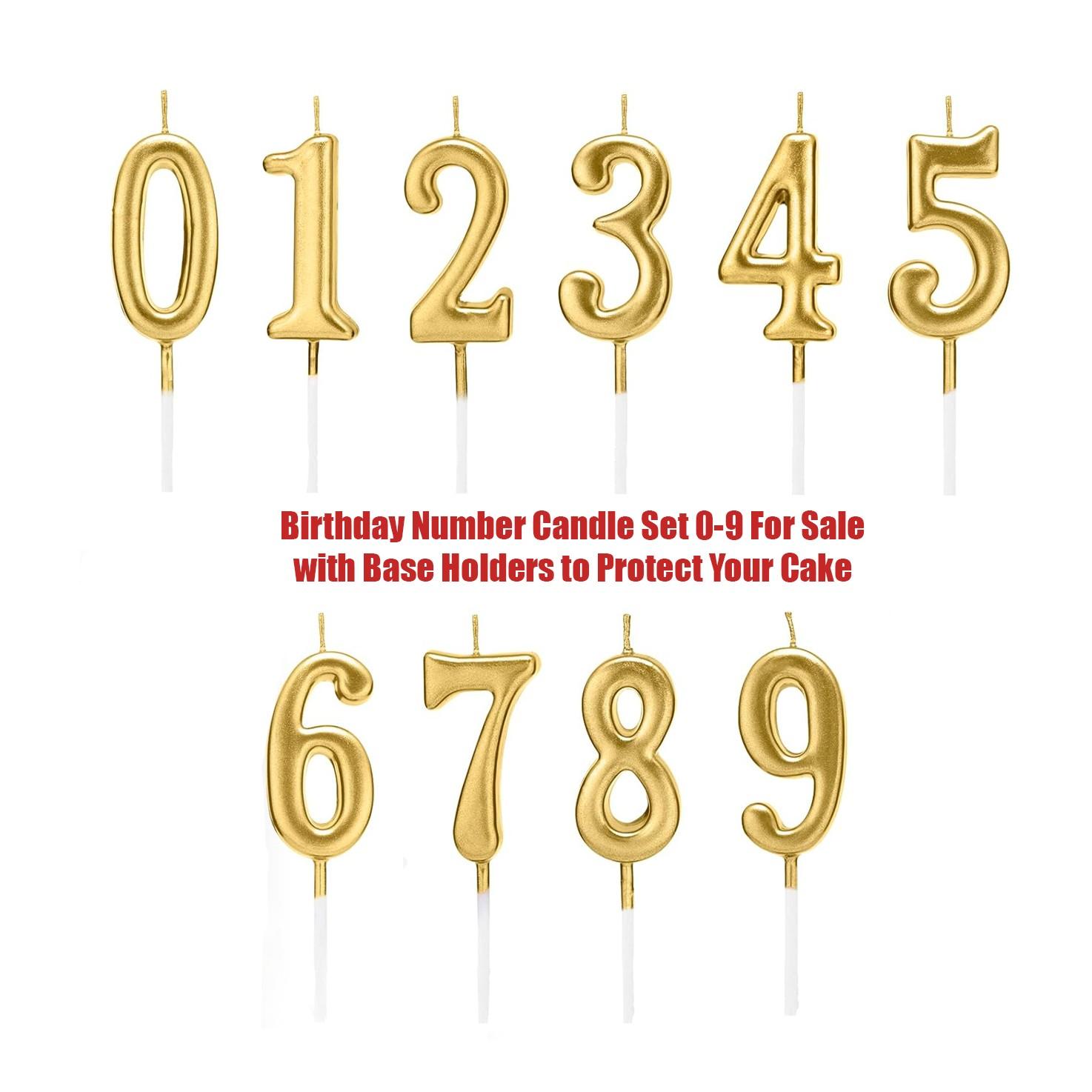 10 Piece Number Birthday Candles, Cake Decorations for Birthdays and Weddings, Numbers 0-9, Perfect for Party Celebrations