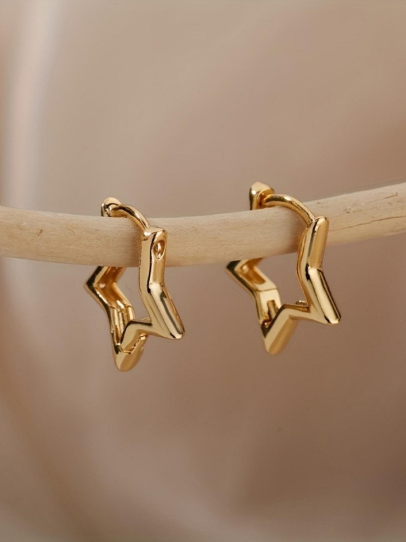 Fashion Simple Star Ear Cuffs, Fashionable Hoop Shape Earrings, Unique Design Women's Daily Commute Elegant Earrings, Versatile Jewelry for Everyday Wear, Hoops Shape Earrings