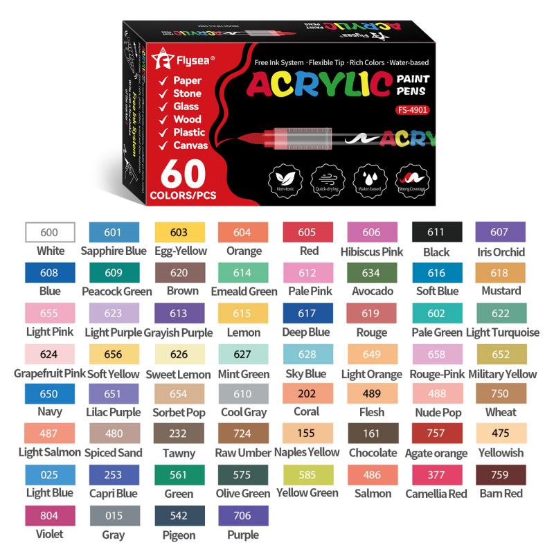 Acrylic Paint Markers, Soft Brush Tip Acrylic Paint Pens, Quick-Drying Waterproof Ink, for Rock Painting Plastic Wood Canvas Glass Ceramic Metal Art Crafts Supplies, Art Marker Set Christmas Gift