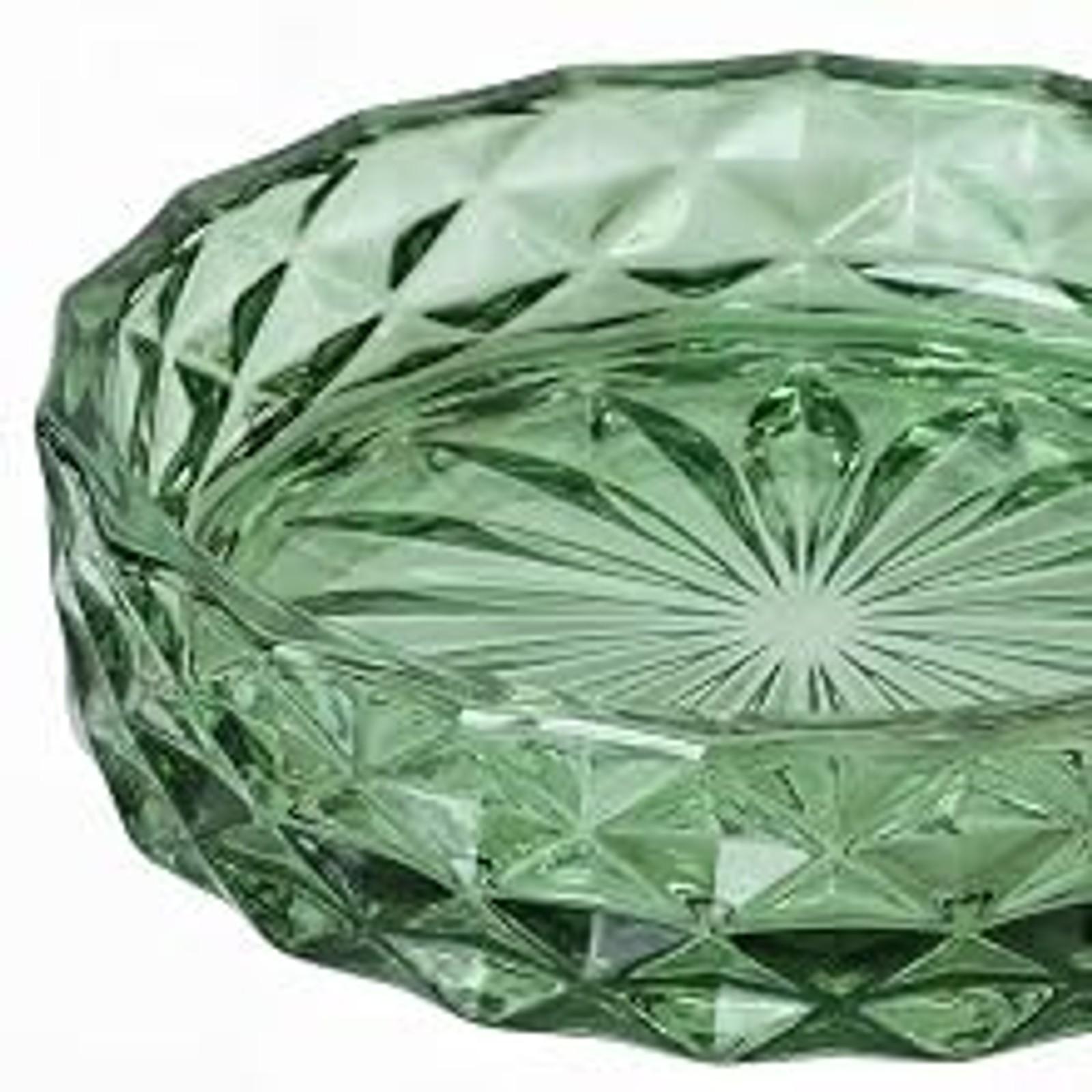 Green Bathroom Accessories Set, 6 Pcs Clear Glass Bathroom Set, Soap Dispenser, Soap Dish, Toothbrush Holder, Tumbler, Q-Tips Holder for Vintage Crystal Bathroom Decor, Gift Set