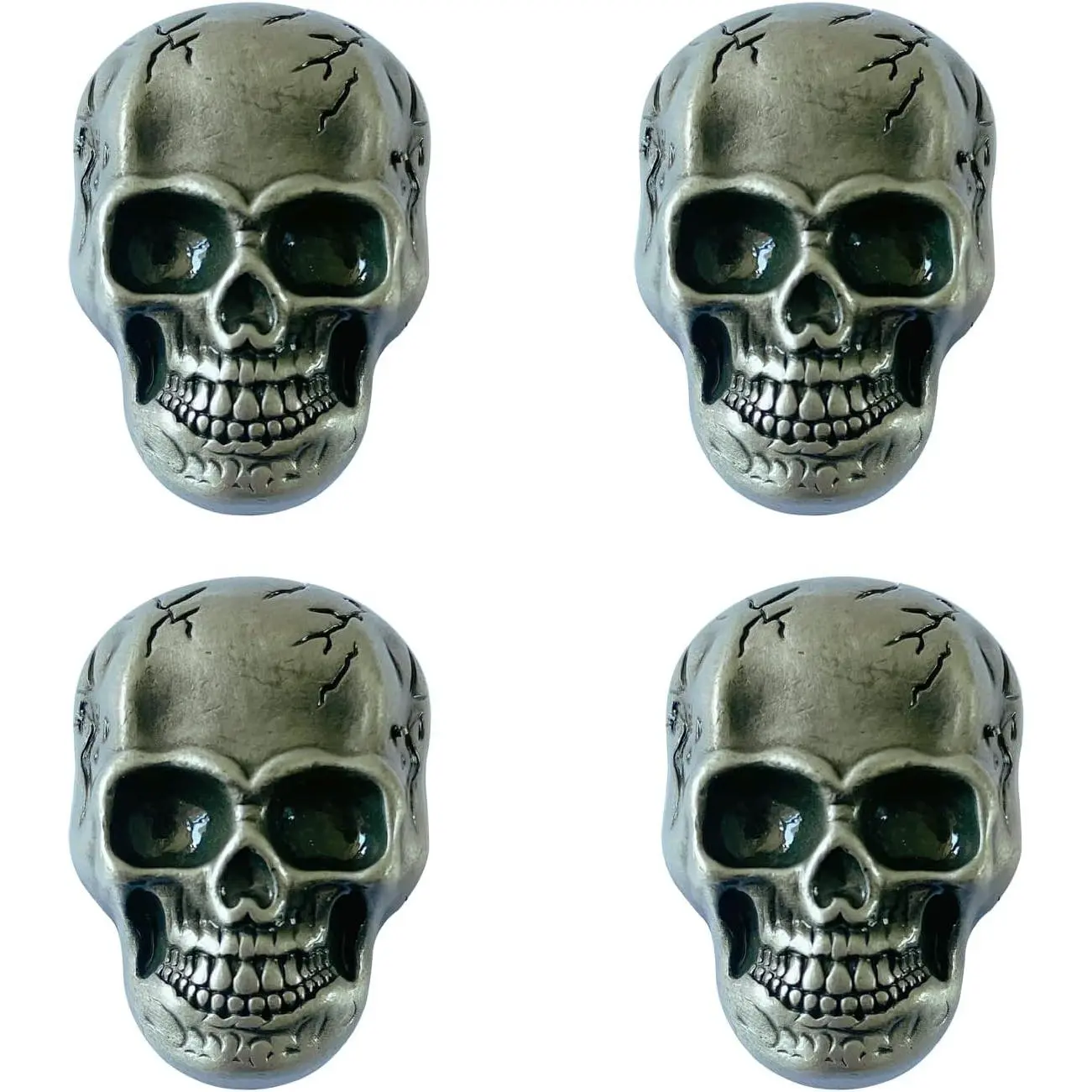 Set of 4 Skull Drawer Knobs, Cabinet Knobs, Drawer Pulls, Halloween  Decor (Pewter-Alloy Skull Knobs)