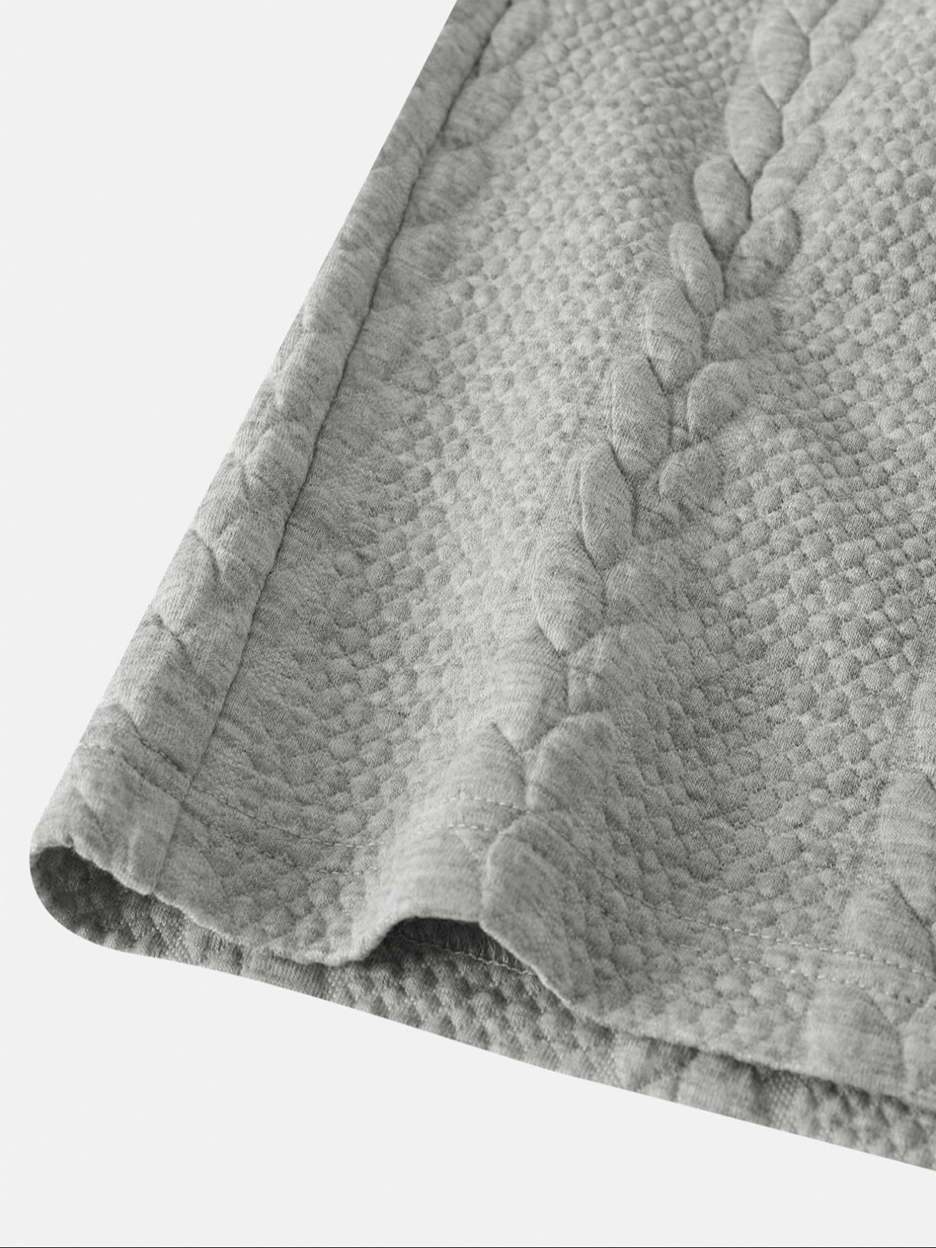 Men's Solid Textured Patched Tee & Drawstring Waist Shorts Set, Regular Fit Casual Round Neck Short Sleeve T-shirt & Pocket Shorts, Men's Summer Clothes