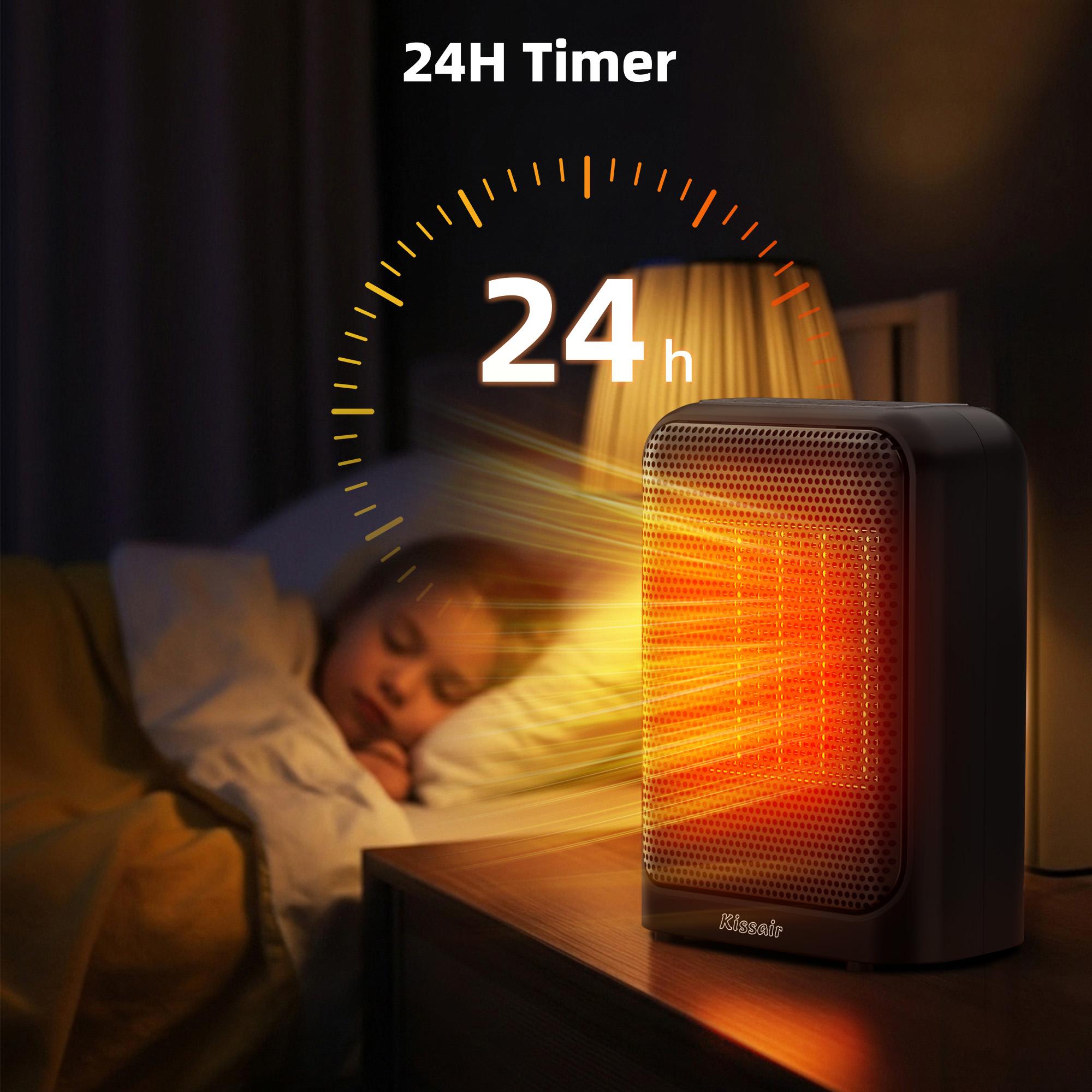 KISSAIR Ceramic Fast-Heating Space Heater: 24-Hour Timer + LED Display, Overheat & Tip-Over Protection (Safer), Quiet DC Motor, Eco/Sleep/Child Lock Modes, Precise NTC Sensor (77°F - 95°F) — For Bedrooms, Offices, Small Apartments, Bathrooms KISSAIR Ceramic Fast-Heating Space Heater: 24-Hour Timer + LED Display, Overheat & Tip-Over Protection (Safer), Quiet DC Motor, Eco/Sleep/Child Lock Modes, Precise NTC Sensor (77°F - 95°F) — For Bedrooms, Offices, Small Apartments, Bathrooms