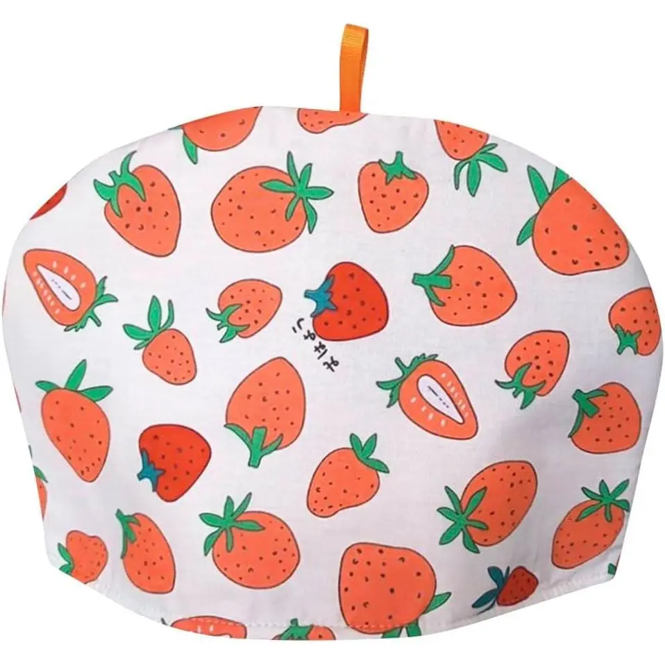 Vintage Floral Printed Insulated Teapot Cover - Strawberry Themed Kitchen Kettle Dust Cover, Decorative Home Accessory Gift