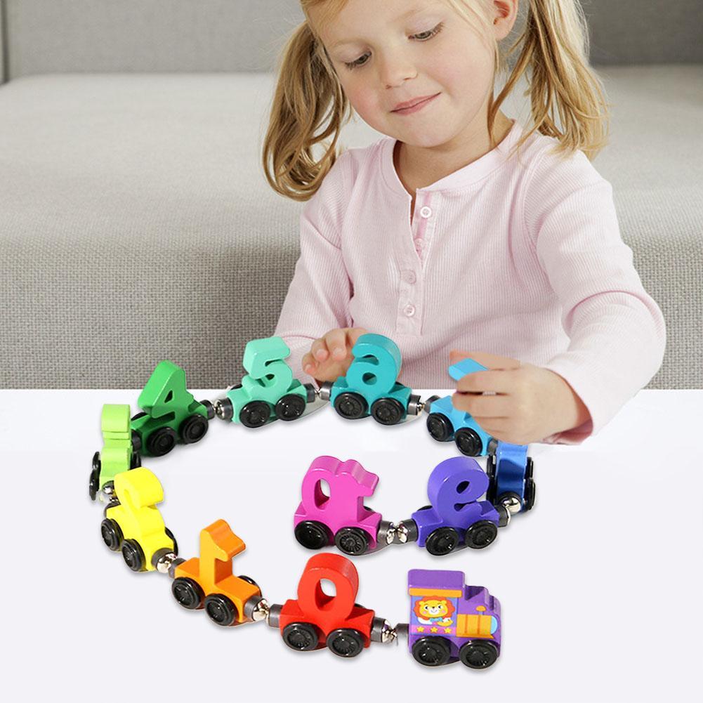Wooden Number Digital Magnetic Train Toys Colorful Building Blocks Educational Hand-eye Coordination Magnetic Digital Train