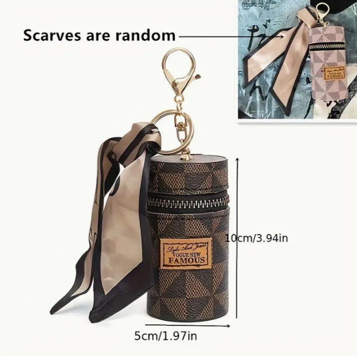 New Leather Luxury Jewelry Bucket Lipstick Bag Keychain Exquisite Personality Storage Bag Pendant Accessories Key Ring Gift