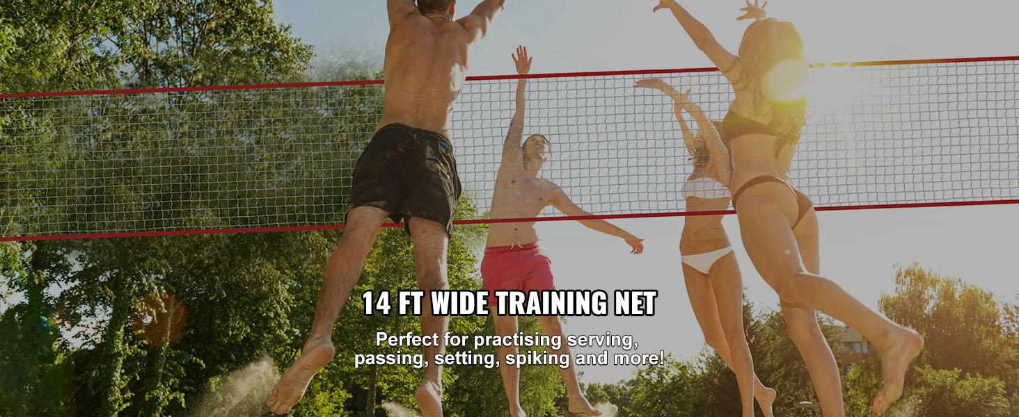 fathersdaygift  VEVOR Freestanding Volleyball Training Net for Indoor or Outdoor Use, Adjustable Height Portable Net System with Carrying Bag, Professional Volleyball Practice Trainer for Hitting or Serving Drills