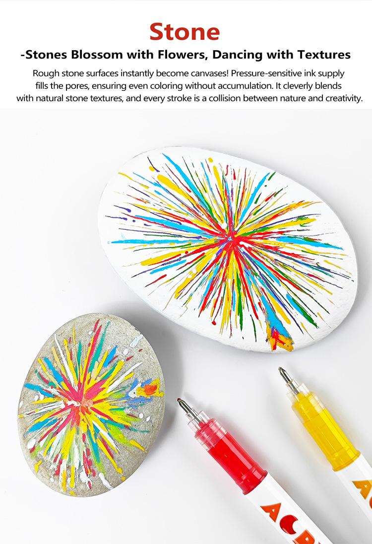 GuangNa High Gloss Acrylic Markers,1mm Bullet Nib Acrylic Paint Pens,Art Markers Pen,Bright Colors,Big Capacity ink,Wide Range of Uses,For Rock Painting, Canvas, Wood, Glass, Ceramic, Fabric, Plastic, Egg,Gift For Back To School,Marker Pen Set