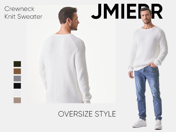 JMIERR Men's Crewneck Sweater Soft Casual Sweaters Classic Long Sleeve Pullover Sweaters with Ribbing Edge