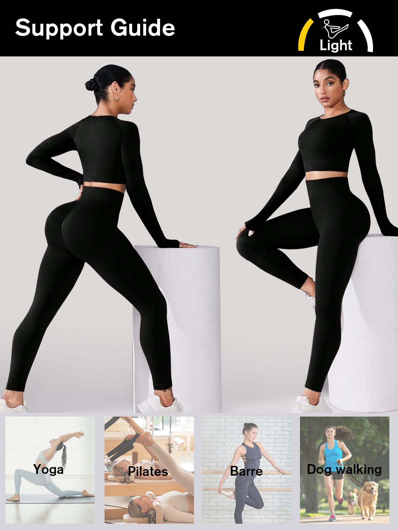 Women's 2 Piece Stretchable Activewear Tracksuit Matching Set - Backless, Long Sleeves, High-Waisted Tight Long Yoga Pants Workout Tracksuit