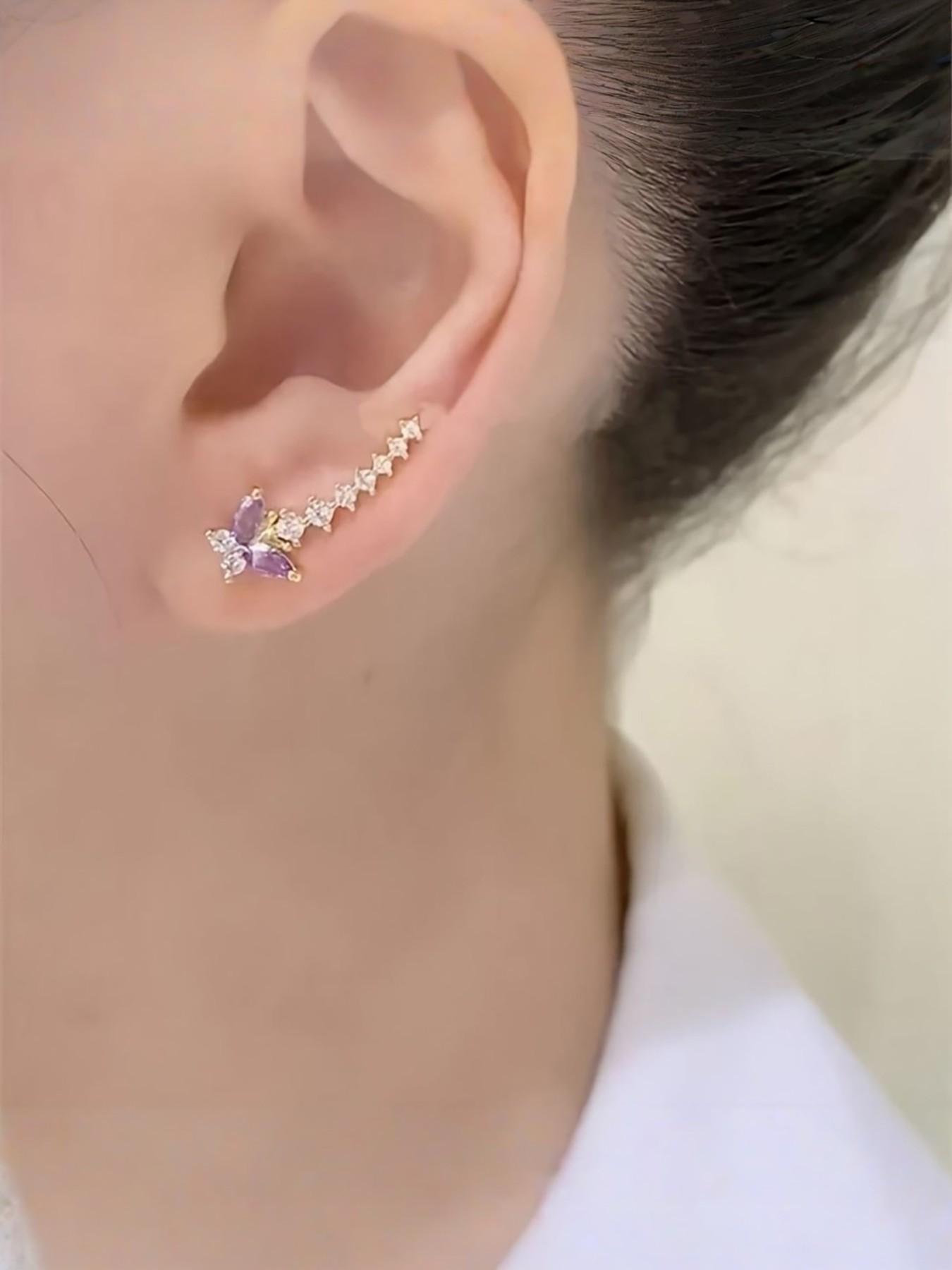 Elegant Butterfly Ear Cuffs for Women, Unique Design Rhinestone Earrings, Versatile Fashion Jewelry, Stylish Hair Accessories