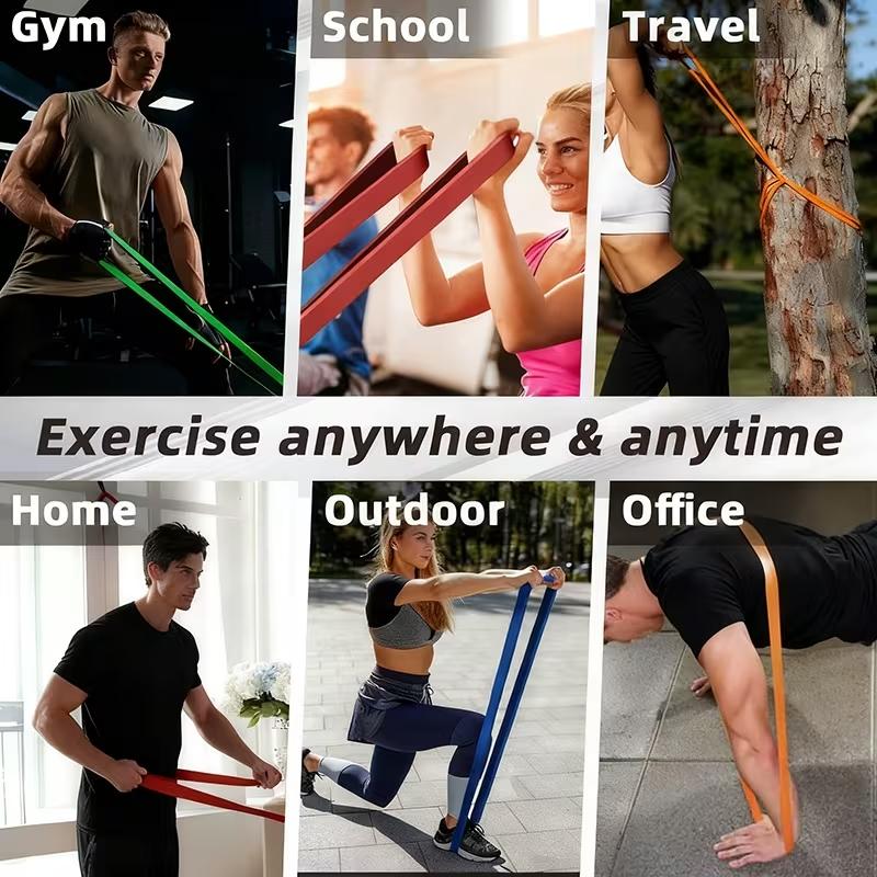 4 Piece Stackable Resistance Bands Set for Exercise and Pull Assistance, Medium Tension Level Tpe Material for Gym Home Outdoor Workouts