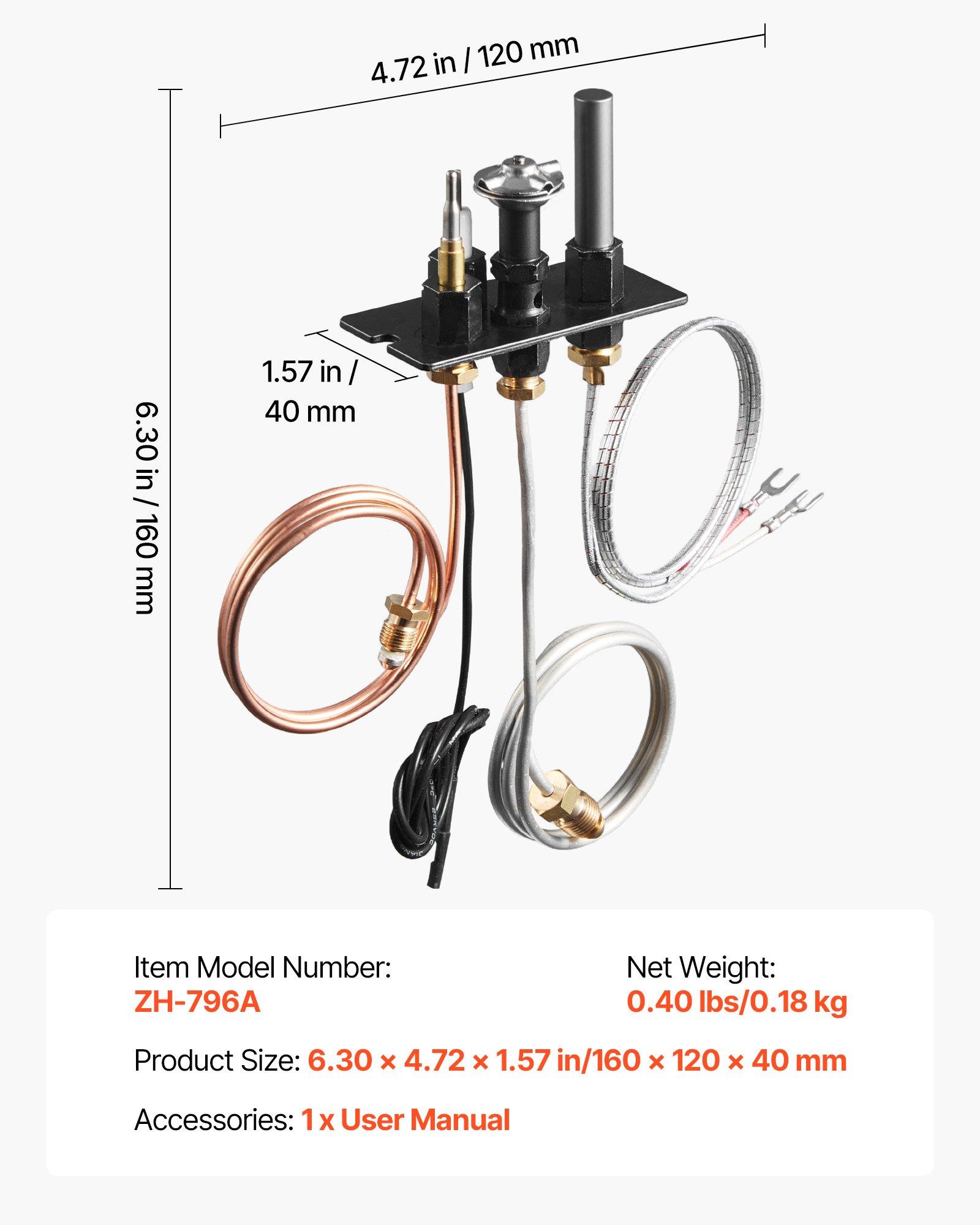 fathersdaygift VEVOR Gas Pilot Assembly, OE 69L17, 69L1701, 904405, J4117, 108084-02 Fireplace Gas Pilot Assembly Kit, Natural Gas Ignition Replacement, Compatible with Lennox, Superior, Astria Models, Black